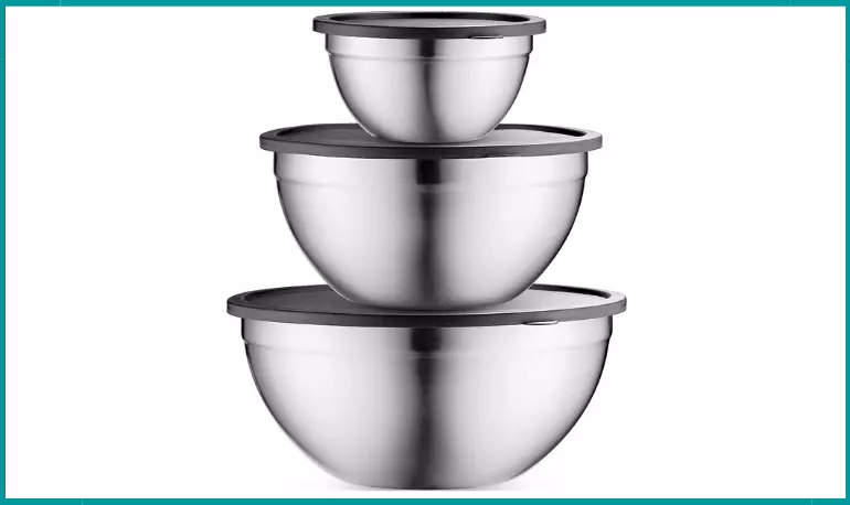 Mixing Bowls with Lids Set, Stainless Steel Mixing Bowls with Airtight Lids: