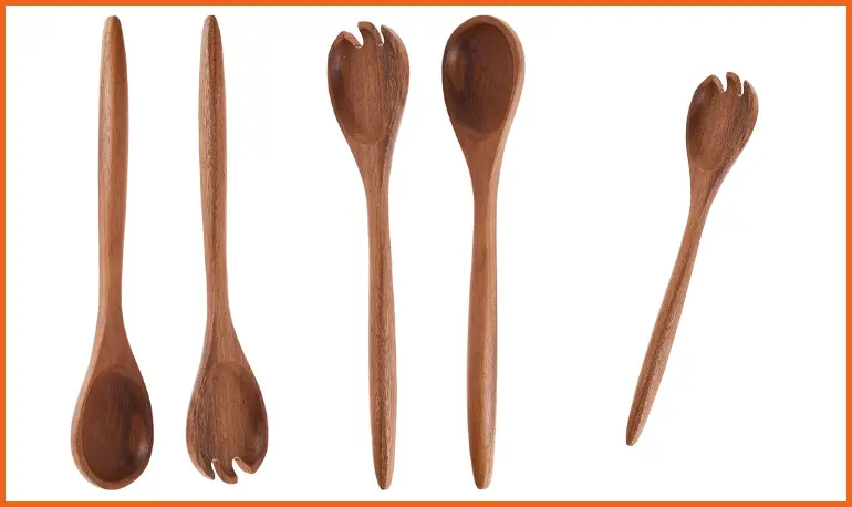 Lipper International Acacia Oblong Salad Servers, 12" Long, One Pair