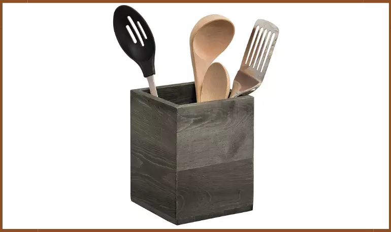 MyGift Rustic Vintage Gray Wood Crock 
