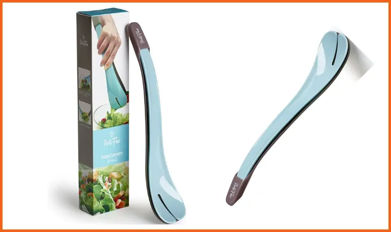 Salad Tongs for Serving Food - Space Saving 2-in-1 Serving Tongs Set,