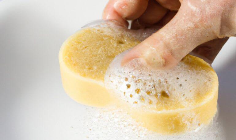 Scrub with a Sponge or Soap & Water